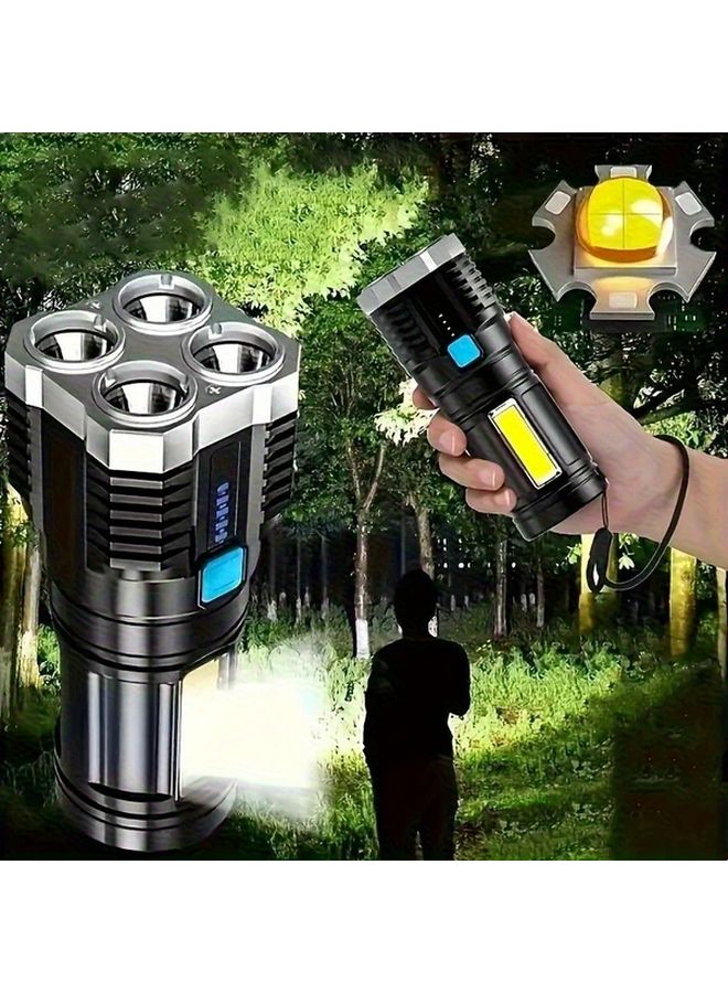 مصباح يدوي ليد فائق السطوع قابل لإعادة الشحن عبر منفذ USB مع إضاءة جانبية COB محمول للتخييم وصيد الأسماك والصيد والمشي لمسافات طويلة - Image 3
